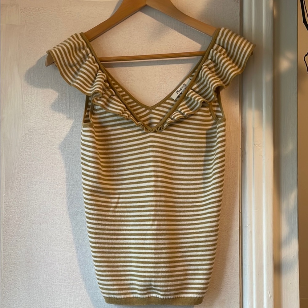 Madewell Striped Ruffle Knit Top